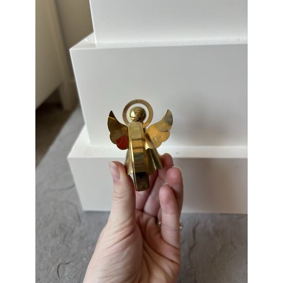 Vintage Brass Napkin Ring Angel Christmas Delicate Made In HongKong Victorian - Picture 2 of 10